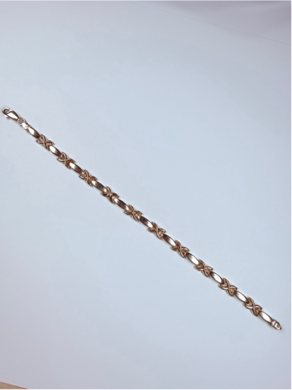 Modern Sleek XO Link 925 Sterling Silver 5.5MM Vintage Tennis Bracelet Italy - Picture 7 of 9